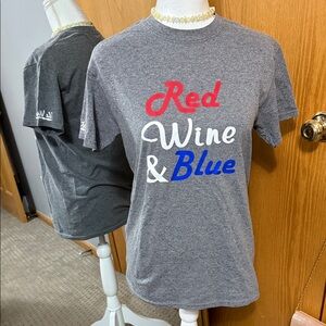 Gildan Gray Short Sleeve Tee - Red, White, Blue Design